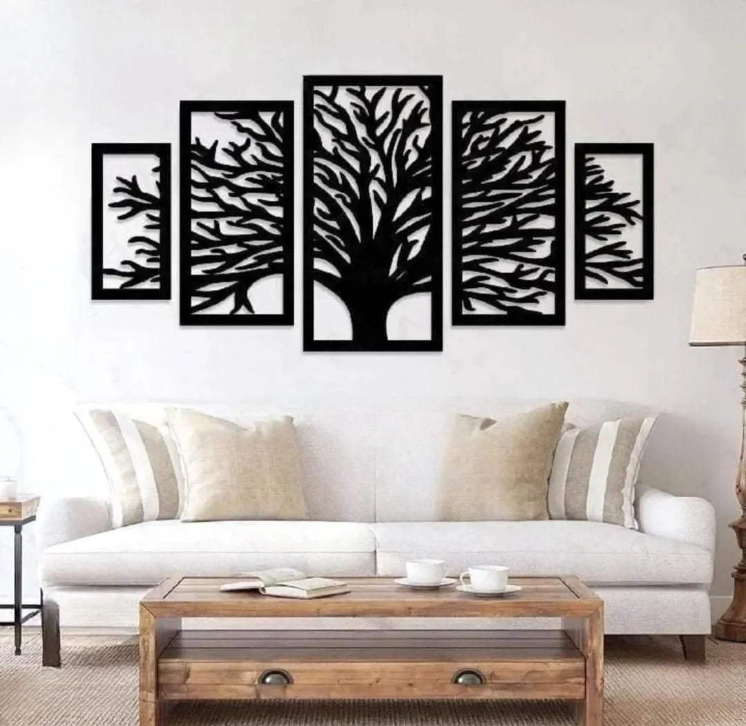 Black Tree Wall Art Set for Living Room Modern Decor