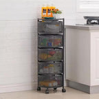 5 Layer Rotatable Fruit Basket Black Iron Kitchen Storage