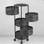 5 Layer Rotatable Fruit Basket Black Iron Kitchen Storage