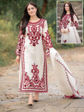 Red Embroidered 3Pc Organza Suit for Women Eid Party Wear