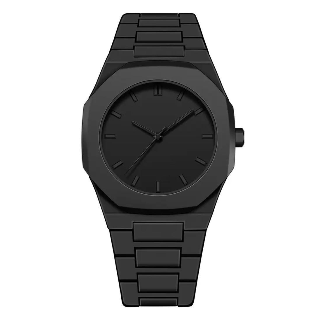 Men's Black Geometric Watch Lightweight Daily Wear