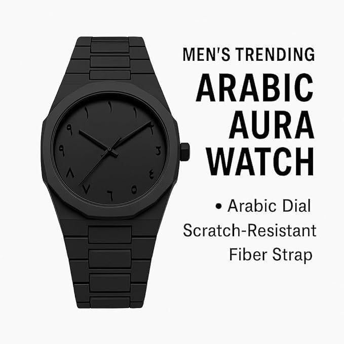 Men's Black Geometric Watch Lightweight Daily Wear