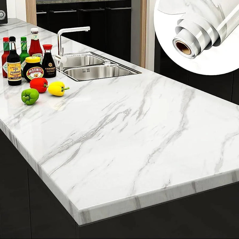 Self-Adhesive Marble Sheet 200x60cm White Black